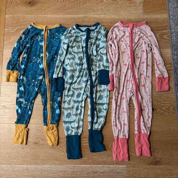 Emerson & Friends Bamboo Zipper PJs, Bundle of 3, 12-18 & 18-24 months,  GUC - Picture 1 of 6